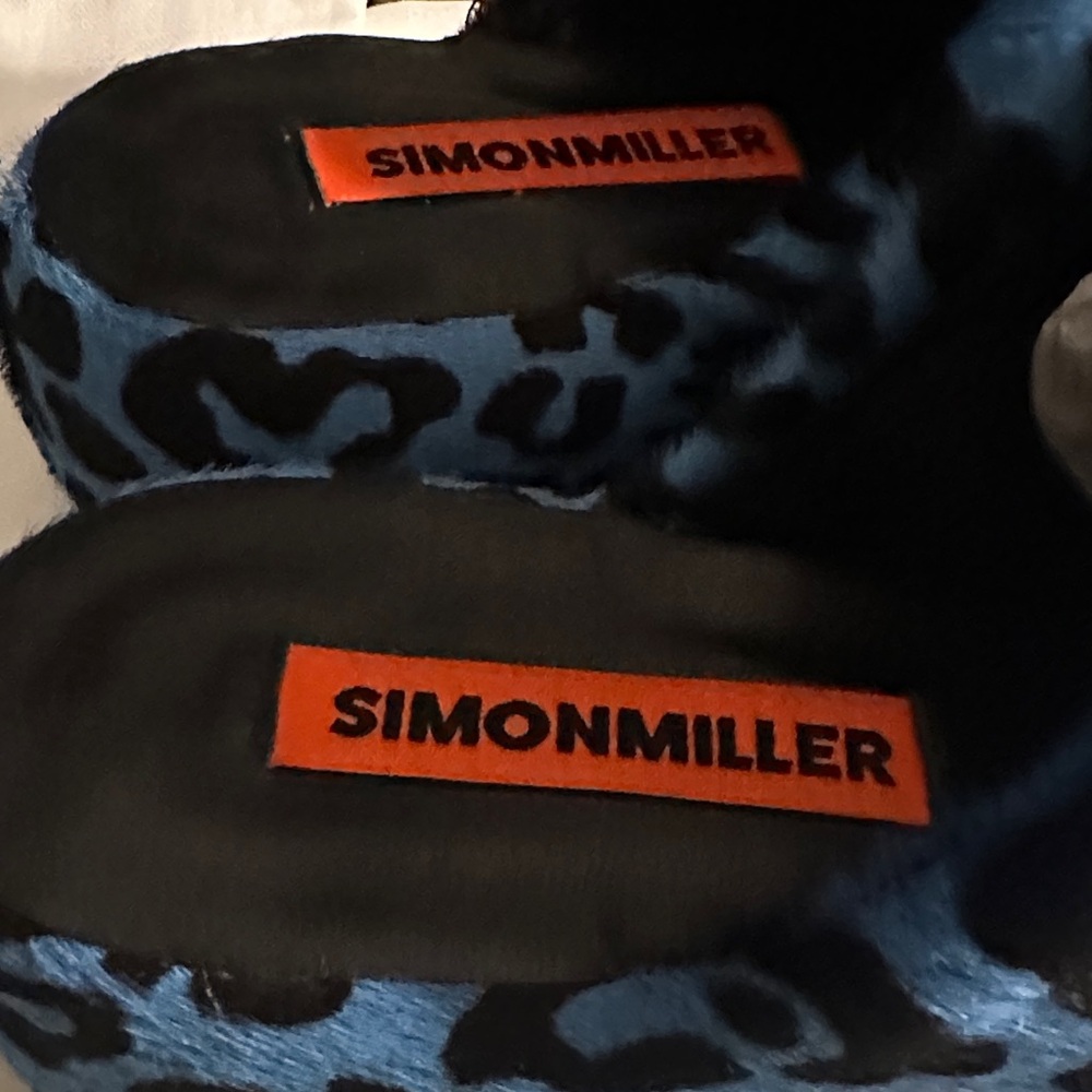 Simon Miller Blue and Black Leopard Calf hair Mules - Picture 4 of 8